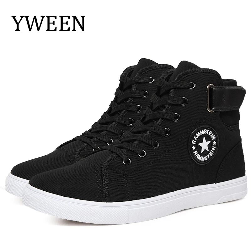 Acheter YWEEN hommes vulcaniser chaussures hommes printemps automne haut à la mode baskets à lacets haute Style solide couleurs homme chaussures
