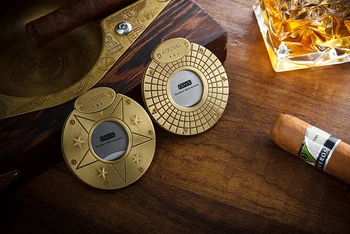 

LUBINSKI Bronze Round Cigar Tobacco Cutter 23mm Hole Guillotine Scissor Dual Blades Portable Fit COHIBA With Gift Box