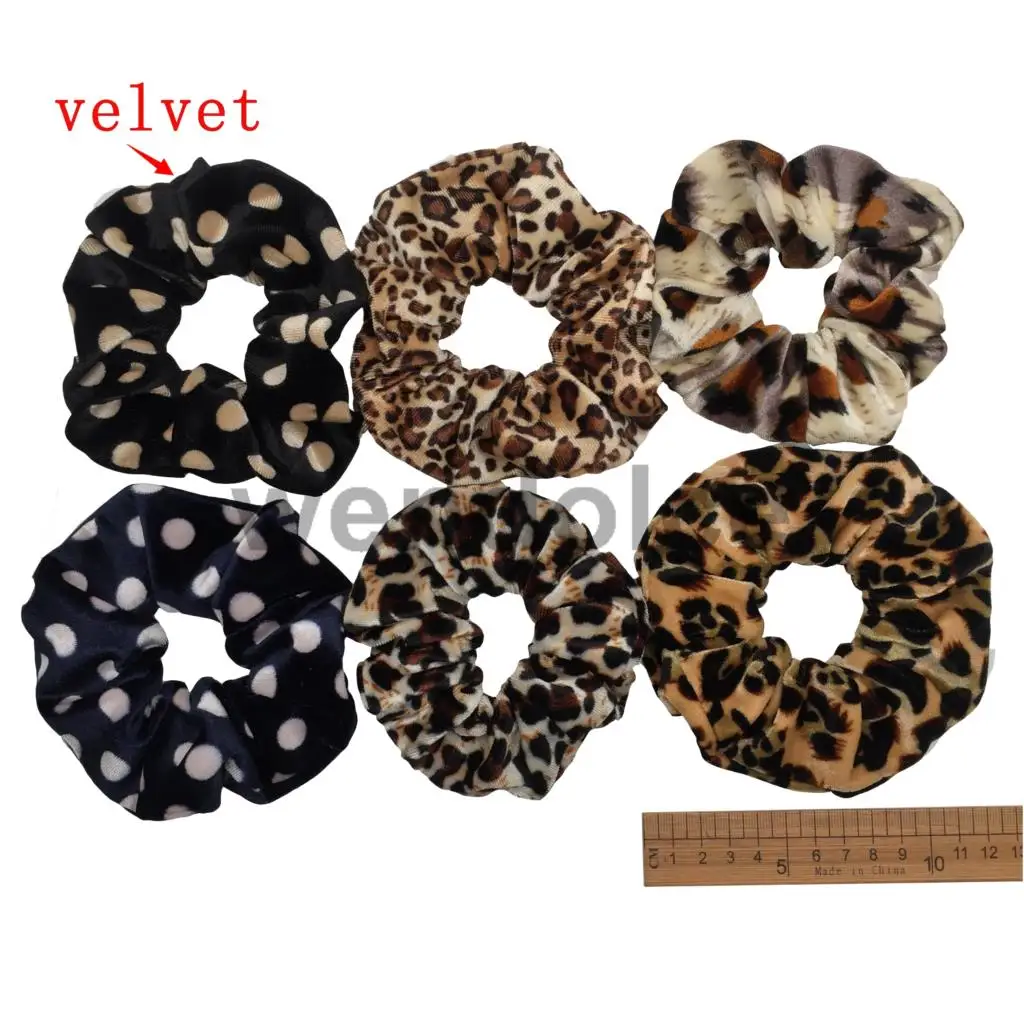 PJ020-6PCS 6 шт./партия, бархатные эластичные резинки для волос, резинки для волос для девочек, не складываются, леопардовые женские блестящие шифоновые Цветочные резинки - Цвет: PJ020-6PCS