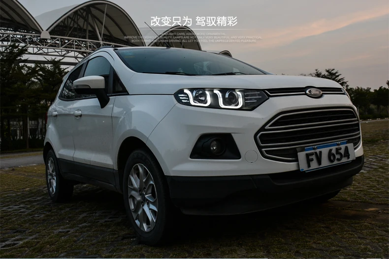Автомобильный Стайлинг Головной фонарь для Ford ECOSPORT 2013- фары светодиодный фонарь двойной U ангельские глазки DRL Биксеноновые линзы HID