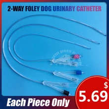 Catéter urinario de Foley bidireccional para perros, catéteres de silicona para orina, con globo, 2 vías