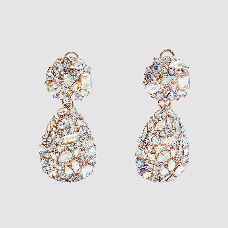 Модные женские висячие серьги ZA с кристаллами, круглые Висячие серьги-капли, современные женские ювелирные изделия - Окраска металла: 37