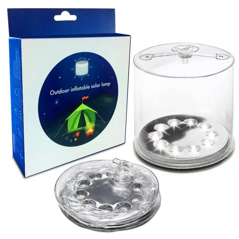 

Colorful 10LED Inflatable Solar Lamp Cylindrical Foldable Camping Light Outdoor Portable Emergency Light For Hiking Fishing