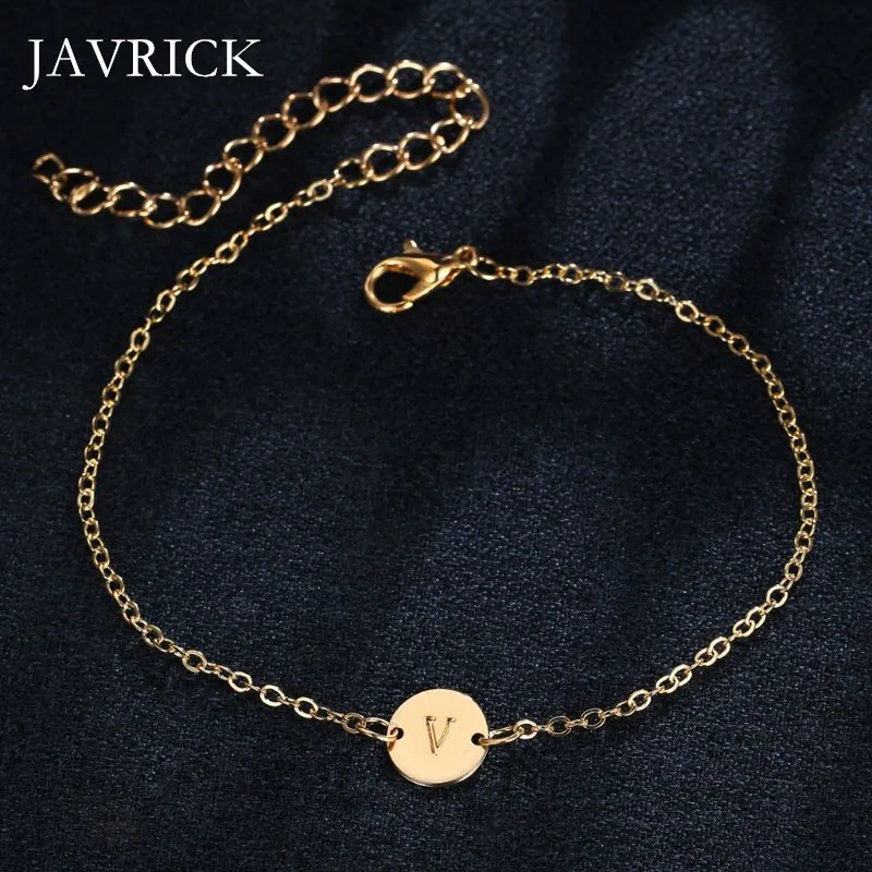 

Alphabet Letter Initial Disc Bracelet Customized Gold A to Z Friendship Bracelet Men Women Hand Decoration Birthday Gift