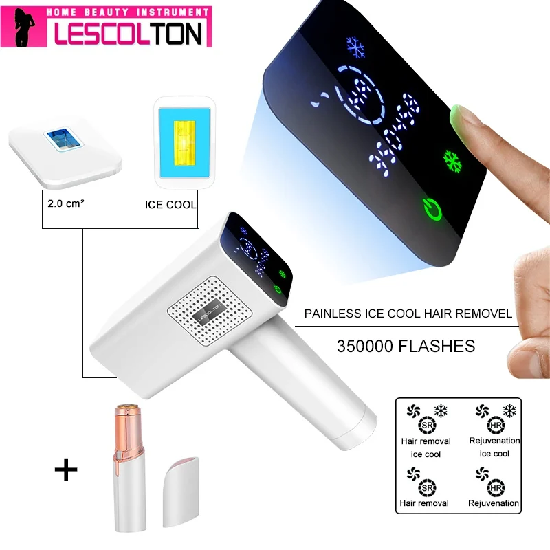 Lescolton, 4 в 1, Эпилятор icecool IPL, постоянное лазерное удаление волос с ЖК-дисплеем, лазерный триммер для бикини, фотоэпилятор - Цвет: LESCOLTON ICECOOL