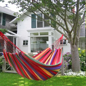 

190x80cm Single Portable Hammock Outdoor Hammock Garden Sports Home Travel Camping Swing Canvas Stripe Hang Bed Hanging Hammock