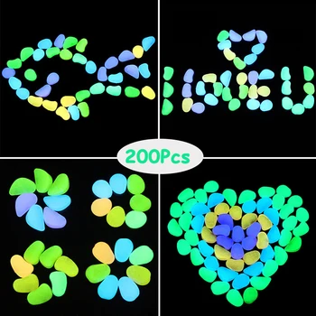 

200PCS Aquarium Decoration Luminous Stone Fish Tank Cobblestone Stone Luminous Stone Pebble Light Stone