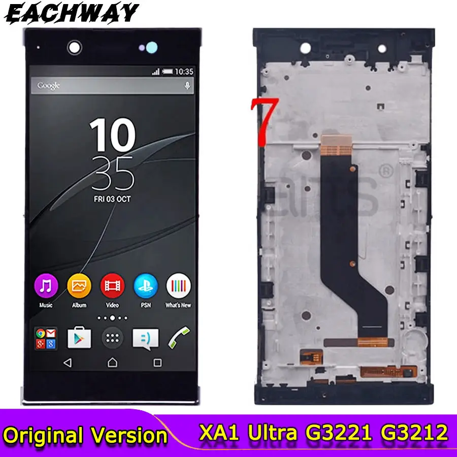 ЖК-дисплей для Sony Xperia XA1 Ultra сенсорный экран дигитайзер в сборе с рамкой замена 1080P