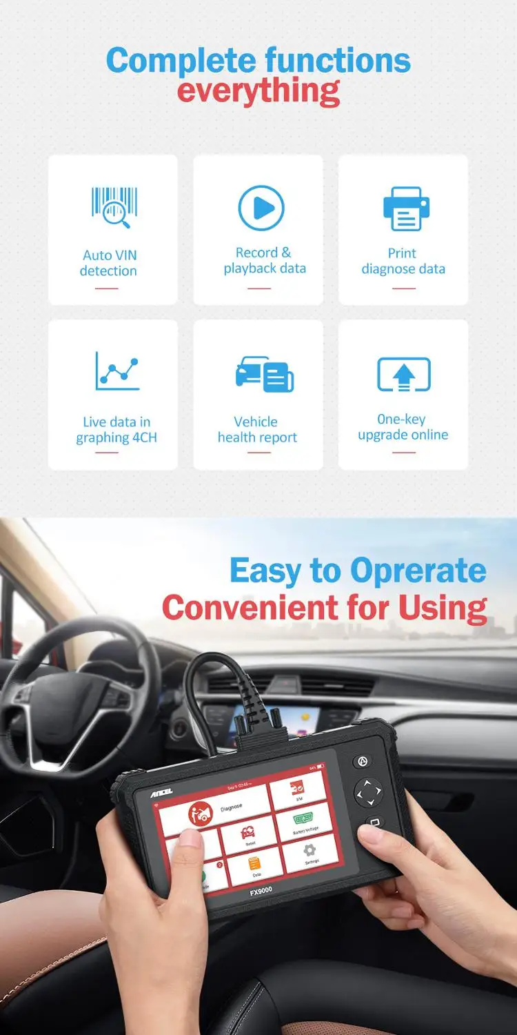 Автомобильный диагностический сканер Ancel FX9000 OBD2 полная система OBD 2 SRS Oil TPS DPF IMMO Reset