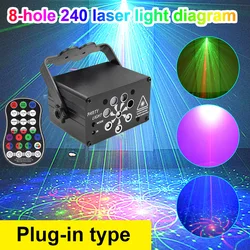 240 Patterns RGB Led Stage Light USB Rechargeable Disco Light Party Show UV Effect Laser Projector Lamp for Home Party KTV Decor