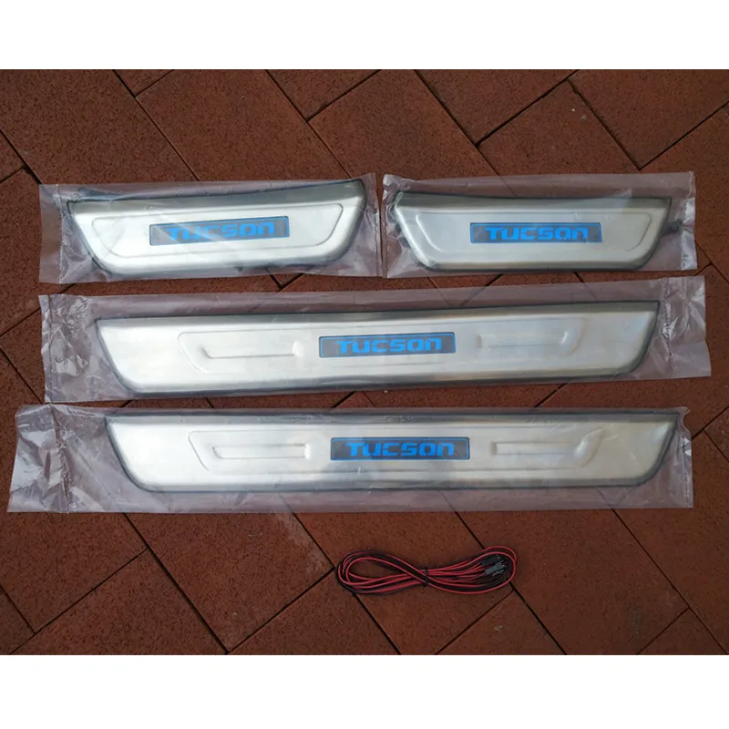 Tucson Car Door Sill Protector LED Light Stainless Steel Door Sill Scuff Plate for HYUNDAI Tucson