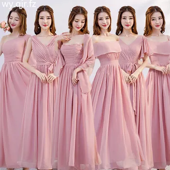 

XMFS-75F#Pink Bridesmaid Dress long lace up Chiffon Bra V-neck etc 6 style wedding party prom dresses girl cheap wholesale