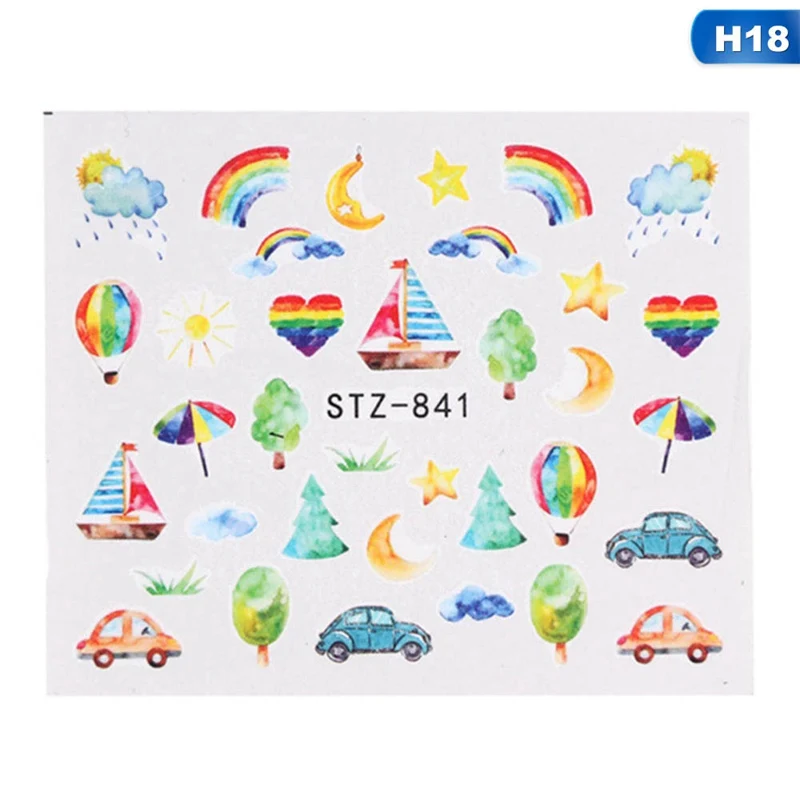 H18 1 шт свежие наклейки для ногтей s черный лист цветок переводная наклейка вода переводная наклейка Дизайн ногтей слайдер для маникюра украшения - Цвет: H18