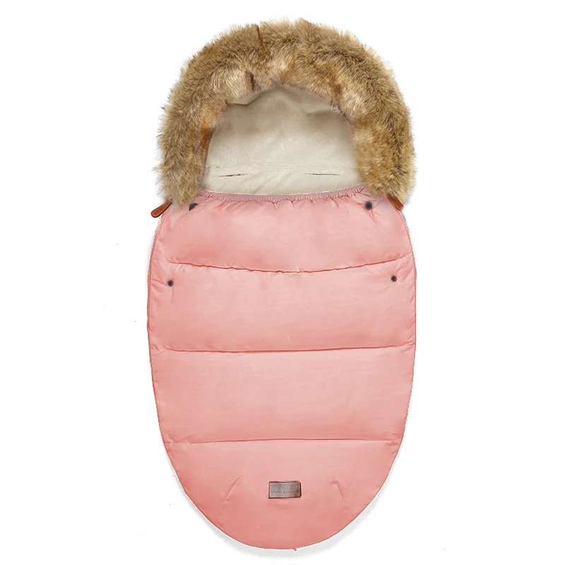 Зимняя детская коляска, спальный мешок, Толстая теплая детская коляска, лапка для коляски, для новорожденных, теплые спальные мешки, конверт, спальные мешки - Цвет: Ginger pink