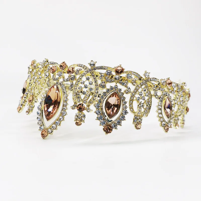 Yellow Crown Fragrant Cake Color Wedding Jewelry Bridal Crown Studio Bridal Headdress Jewelry Manufacturer