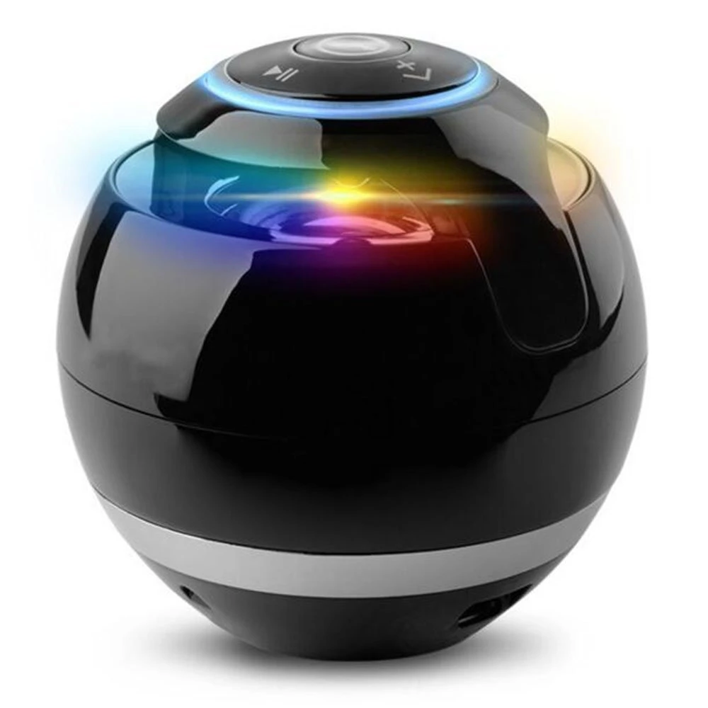 Haut-parleurs de musique Bluetooth couleur magique LED, avec caisson de basses, Mini enceintes rondes Hi-Fi portables, Support TF FM AUX pour téléphone