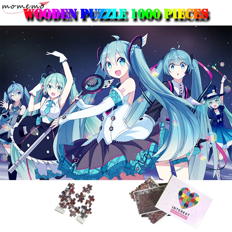 MOMEMO Hatsune Miku деревянные головоломки игрушки для взрослых 1000 кусочки головоломки Jigsaw игры мультфильм аниме DIY сборный пазл для детей