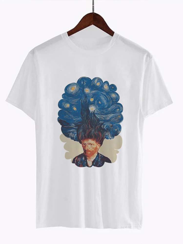 Van Gogh Art футболка Женская Топ Футболка с масляным принтом женская новая уличная Повседневная футболка графическая футболка в стиле Харадзюку Femme - Цвет: WTQ0819