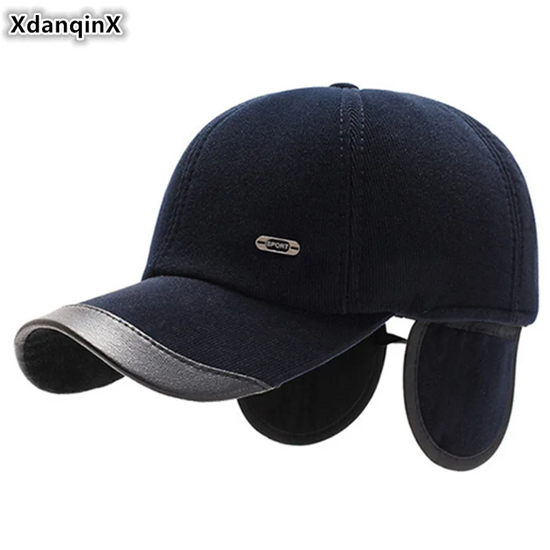 XdanqinX, снепбэк Кепка, теплая Мужская Зимняя кепка, бейсбольная кепка s, регулируемый размер, трендовая брендовая Кепка, для взрослых мужчин, толстые теплые наушники, шапки
