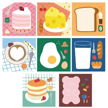 

8 pcs/Lot Delicious Breakfast Memo Note pad Mini Egg Candy Toast Cheese Coffee Notebook Stationery Office School supplies A6004