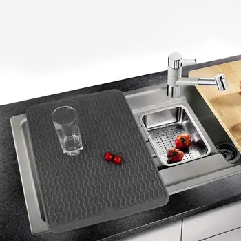 

Silicone Dish Drying Mat Drain Rack Premium Heat Resistant Dishwaser Pads Dinnerware Drainer Tray Cushion Placemat Kitchen Tools