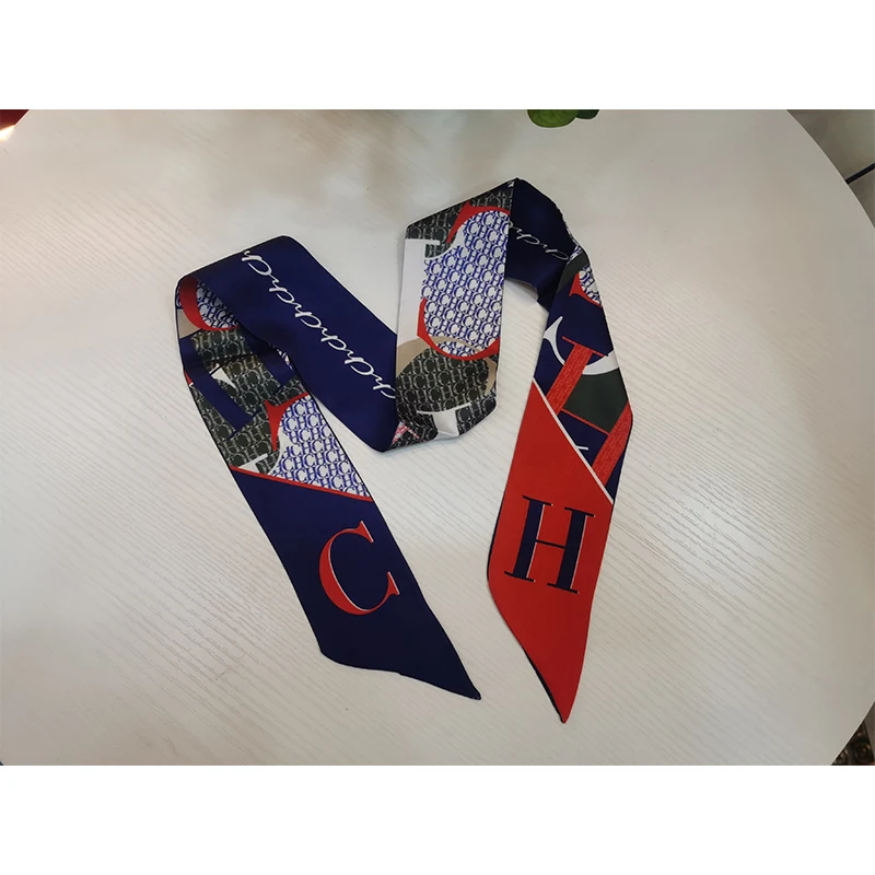 2021 Lovely Small Silk Scarf CH Parrot Print Ribbon for Bag Accessories Headband Ornament | Багаж и сумки