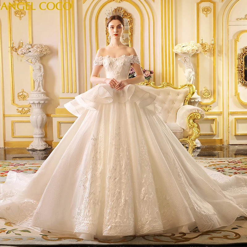 

Luxury Wedding Dresses Maternity Vsetido De Novia Pregnancy Wedding Dress Beading Appliques Royal Train Gowns Bridal Dress Bride
