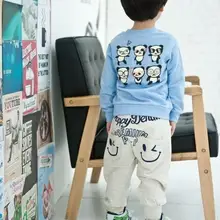 Весенняя детская одежда в Корейском стиле; детские шаровары с карманами и смайликами; повседневные брюки для мальчиков и девочек