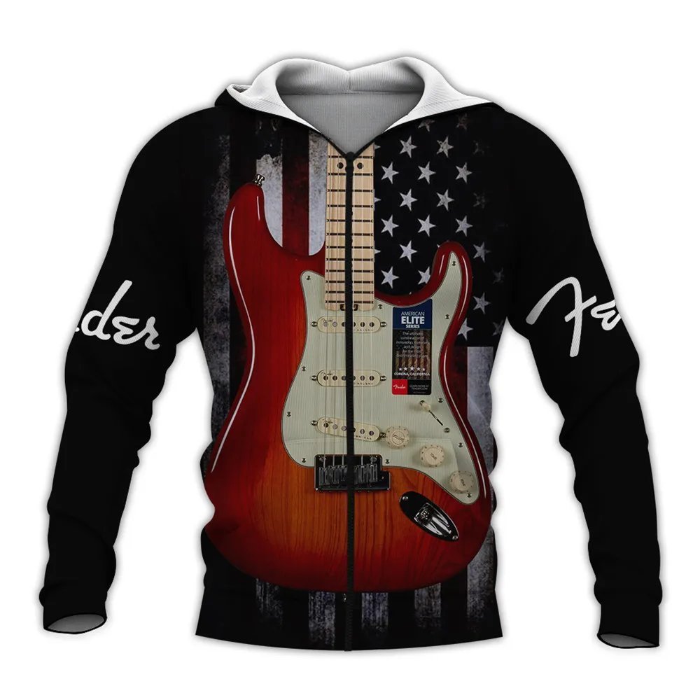 New Fashion Mens Hoodie Beautiful Electric Guitar 3D Full Printing Sweatshirt Unisex Hip Hop Casual Zip Hoodies MZ0624