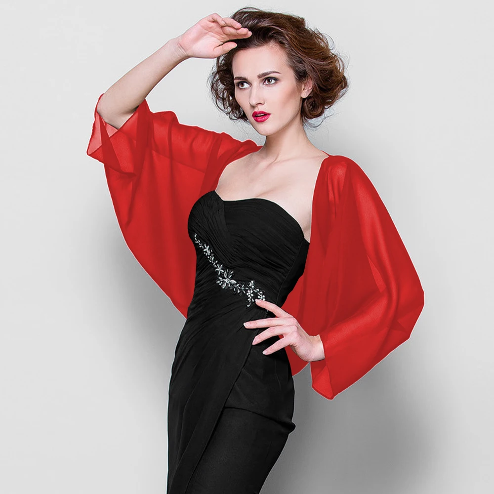 Châle écharpe En Mousseline Noire Transparente - Polyester Doux, Pour Mariage Soirée Boléro Cape Léger