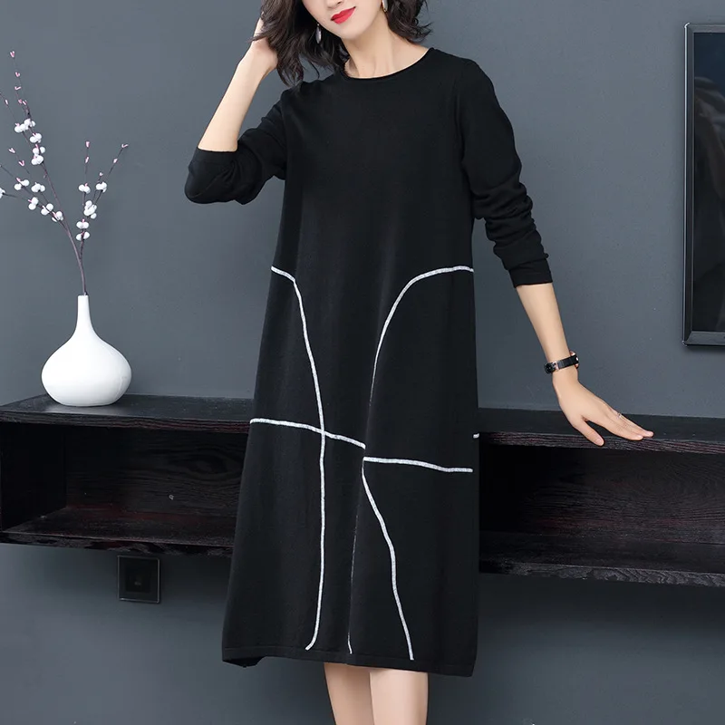 #Special Offers Women's Clothing Dresses Christmas sexy pullover fem me work sweater black striped dress plus size loose 2019 autumn winter #Special Offers Women's Clothing Dresses Christmas sexy pullover fem me work sweater black striped dress plus size loose 2019 autumn winter