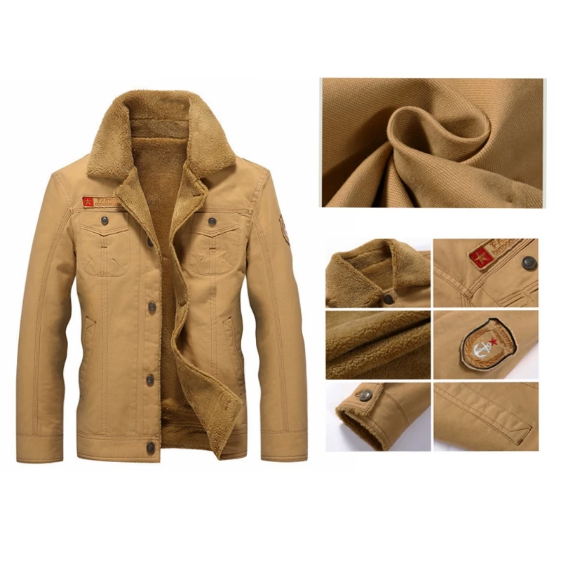 

Man Jacket Retro Cotton Lapel Coat Plus Thick Velvet Plus Size Large Vintage American Casual Wear Warm Mantle Men Drop Shipping