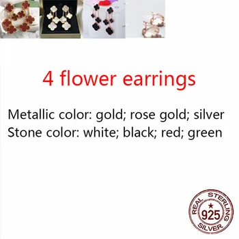 

S925 sterling silver earrings simple personality fashion style hypoallergenic four-flower four-leaf clover shape to give gift