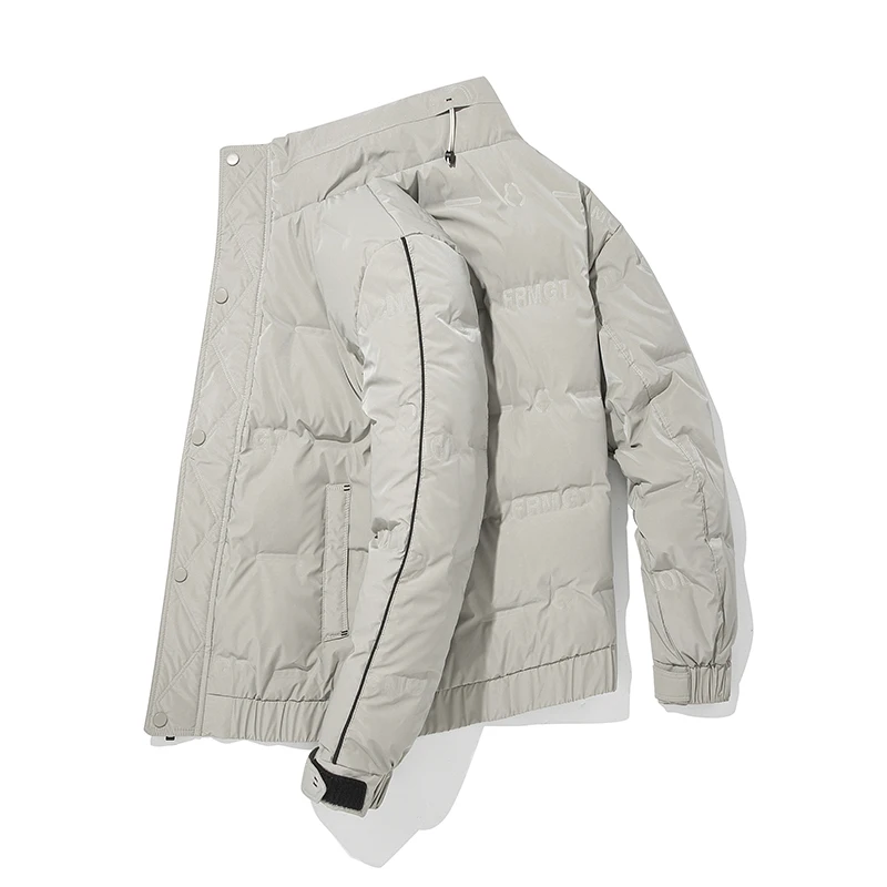 Down jacket men's casual winter coat loose fashion men's stand-up collar down jacket white duck down warm coat for adult jacket