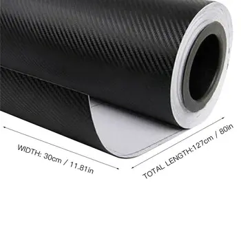 

26 Meters Car Sticker Film Replacement Fender Black 3D Carbon Fiber Style