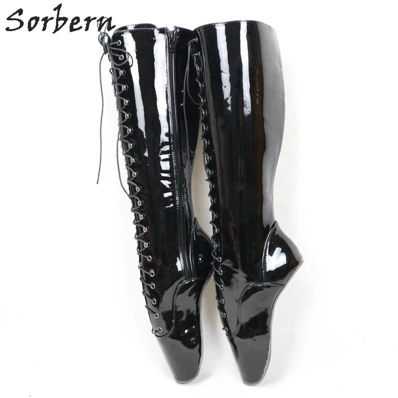 Sorbern, пикантные Женские Балетные сапоги до колена, на шнуровке, Фетиш-обувь, БДСМ, сапоги на заказ, ширина голенища, длина размера плюс 46
