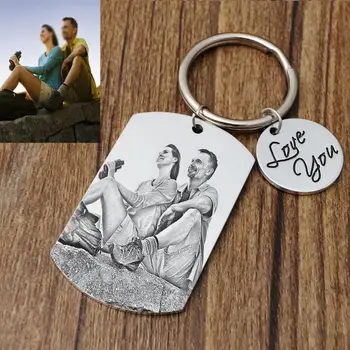 

Personalized Photo Keychain,Gift for Couples,Engraved Picture Key Chain,Custom Photo Keychain,Gift for Him,Couples Gift