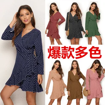 

2019 Hot Selling-Polkadot Flounced Irregular Autumn Dress