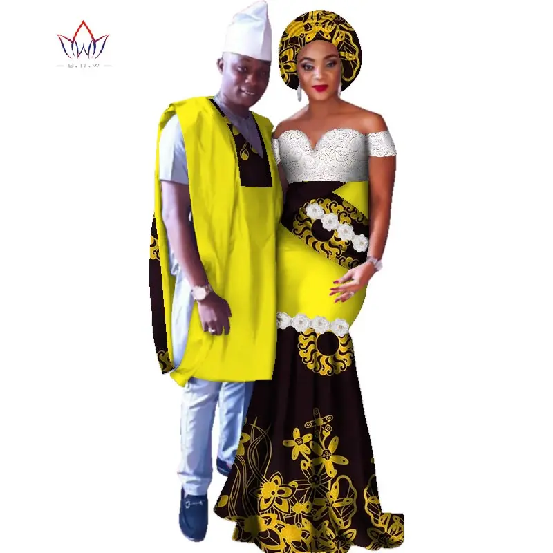 Новая африканская Аппликация Длинные платья для женщин Базен Riche Африканское мужское женское платье рубашка и брюки одежда Дашики африканская одежда WYQ109 - Цвет: 10
