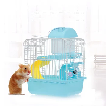 Hamster Cage Portable Carrier Two-Story Hamster Habitat with Hamster Wheel Water Dispenser for Hamster Mouse Small Pets 5