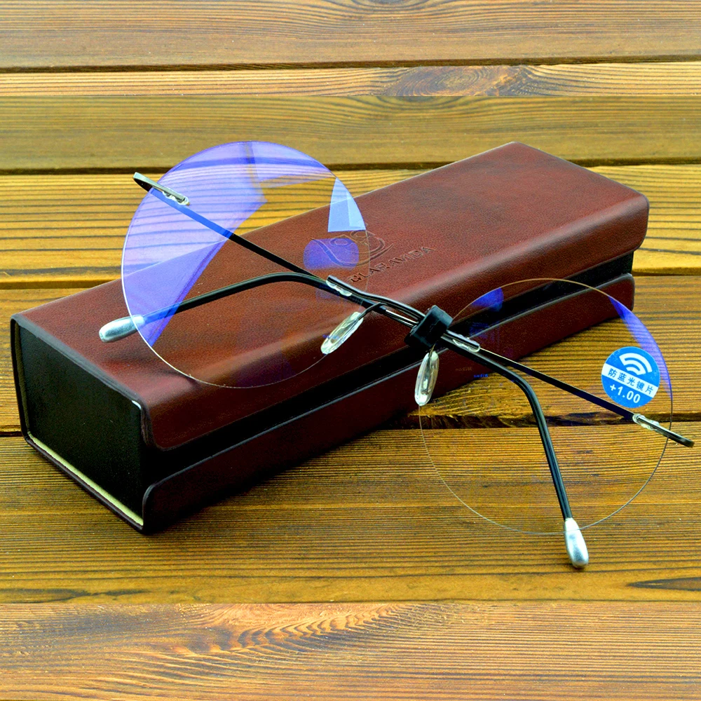 Round Style Rimless Oversized Titanium Alloy Reading Glasses +0.75 +1 +1.25 +1.5 +1.75 +2 +2.5 +2.75 to +4 reading glasses