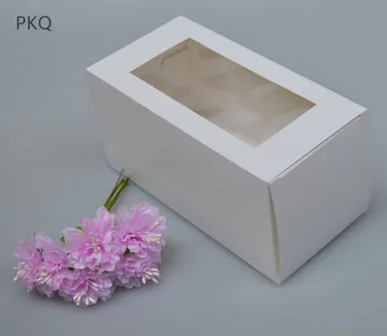 

20Pcs 7x7x14cm White Kraft Paper Box Toy/Dolls Display Box with window Craft Gift Packing Box Christmas Party Favor Candy Boxes