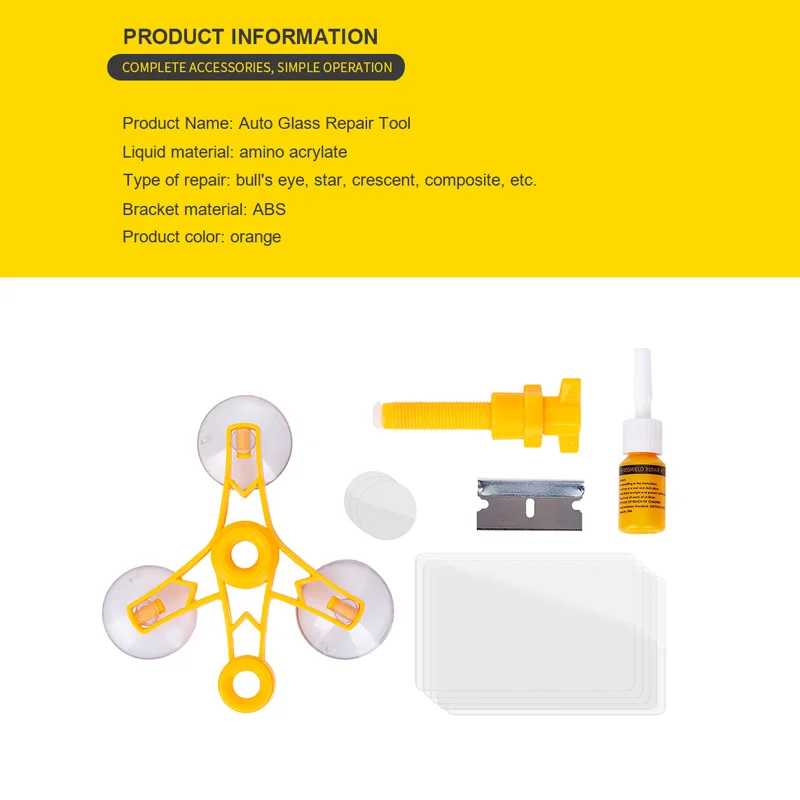 Лобовое стекло автомобиля ремонт царапин жидкость агент давление бар уплотнительное кольцо набор инструментов прочный и практичный в использовании