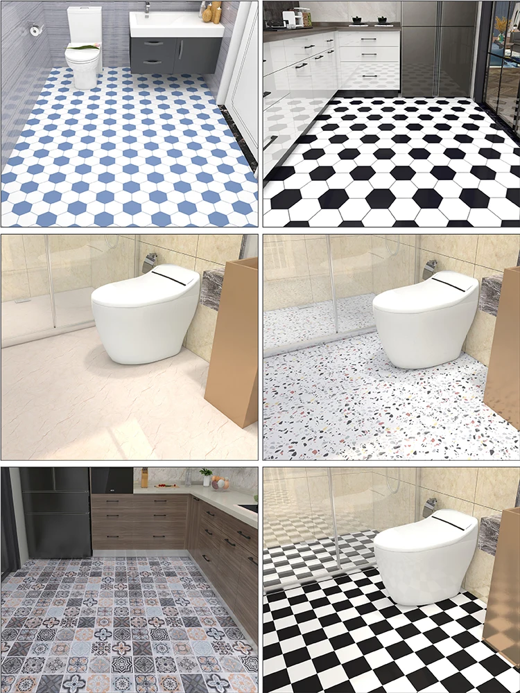 Adesivi per pavimenti da bagno autoadesivi adesivi per piastrelle da cucina  per wc adesivi murali resistenti all'usura spessi antiscivolo impermeabili