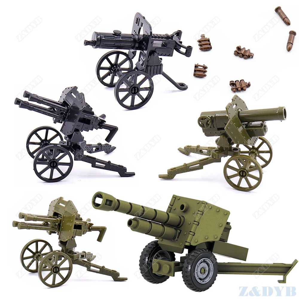 

DIY Cannon Maxim Gun Howitzer WW2 Military Weapon Mini Soldier MOC Accessories Part Model Building Block Brick Children Kid Toys