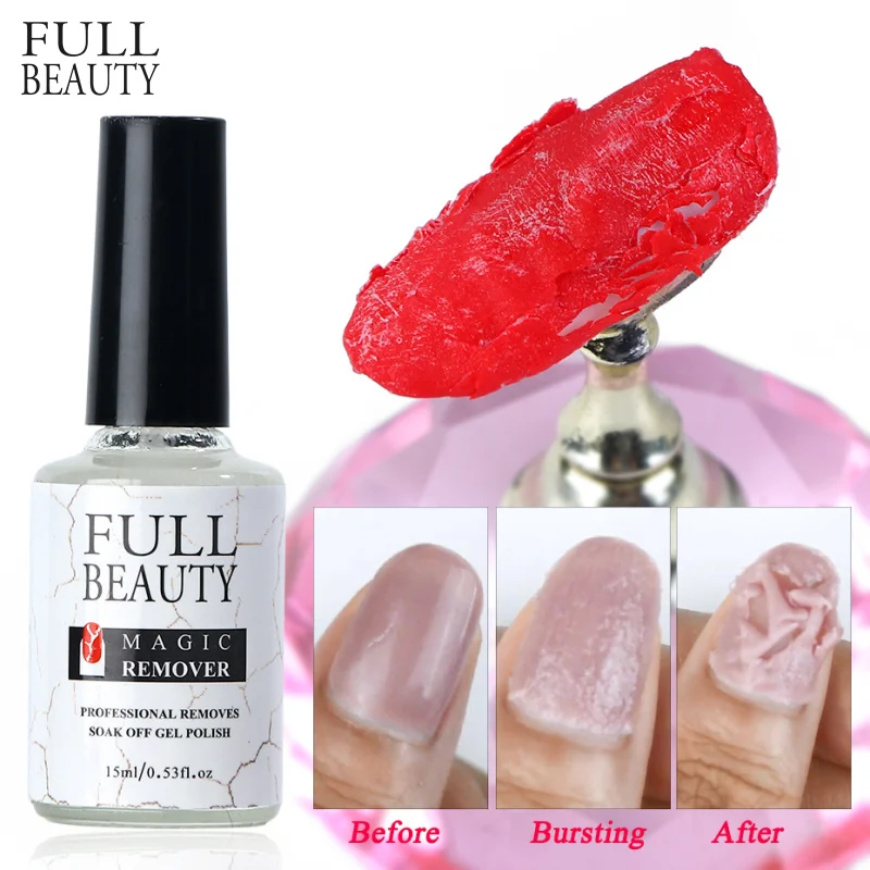 

15 ml Magic Remover Nail Polish Remover Bursting Remove Sticky Layer Gel Cleaner Lint Free Wipes Nail Degreaser Tools CH1038