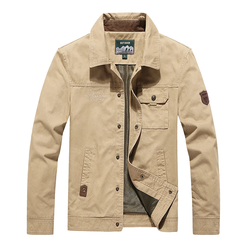 Куртка карго для мужчин весна осень военная армия хлопок бомбер куртки Jaqueta Masculino мульти карман плюс размер 4XL 5XL дропшиппинг - Цвет: Хаки