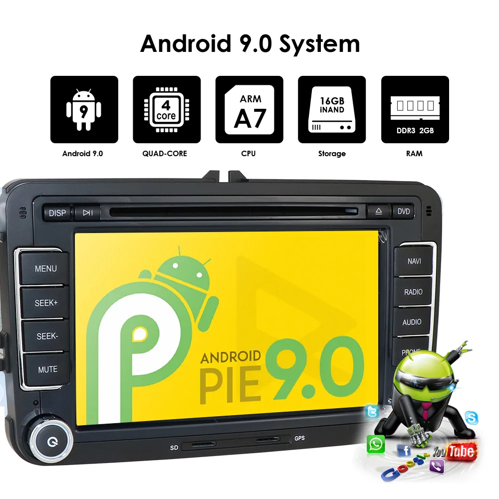 Четырехрядный Android 9,0 7 дюймов DVD gps радио плеер для Volkswagen Гольф 5 touran passat B6 B7 Lavida polo Tiguan; Skoda