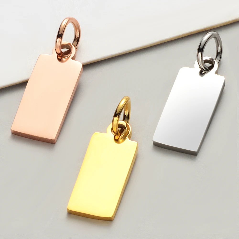 30pcs/Lot Stainless Steel Mirror Polish Rectangle Geometric Charms Pendants for DIY Jewelry Making Necklace Wholesale