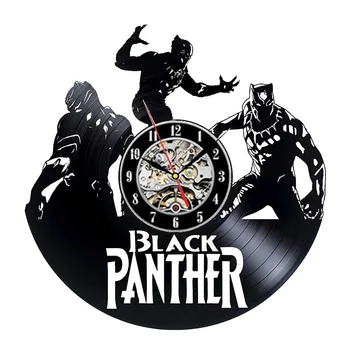 

Black Panther Vintage Vinyl Record Wall Clock Modern Design Marvel Comic Decorative Bedroom CD Clocks Wall Watch Home Decor